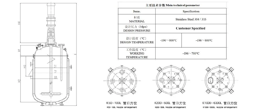 Tanglian Group Stainless Steel SS304 SS316 Mixing Tank Reaction Tank Reaktor Chemical Reactor